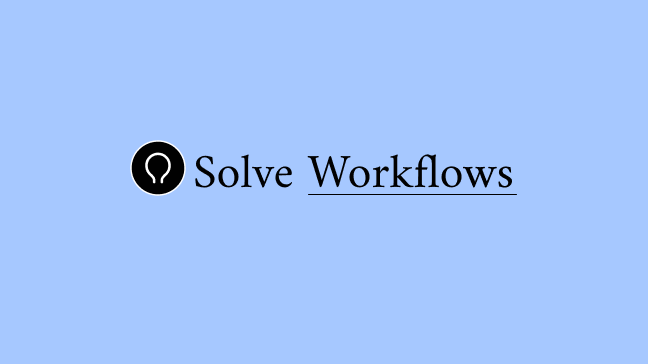 "Solve Workflows" wordmark with the Solve Intelligence icon on a light blue background