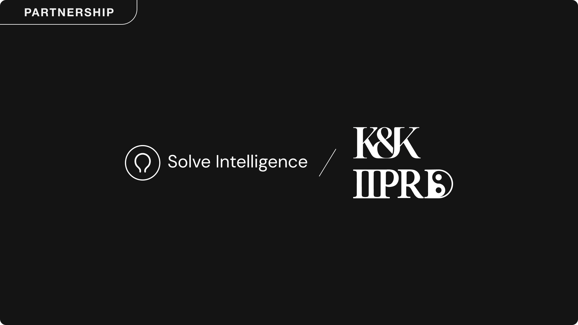 Solve Intelligence partnership announcement banner featuring the Solve Intelligence and K&K IIPRD logos