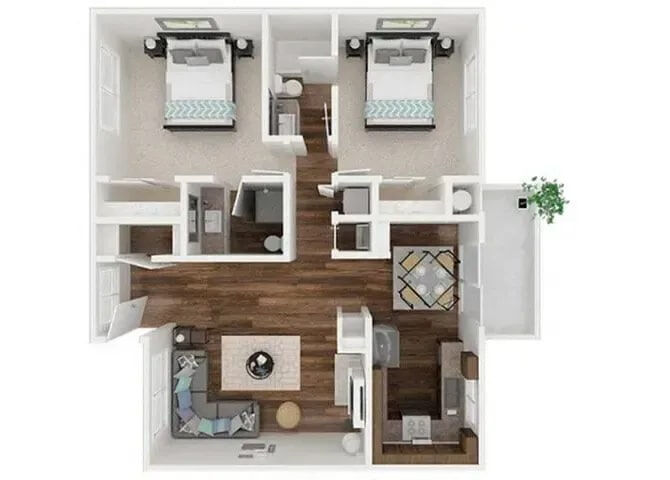 2 bed 2 bath floor plan layout