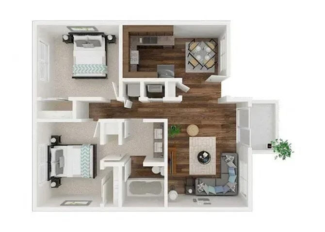 2 bed 1 bath floor plan layout