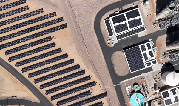 Aerial view of the Griffith commercial solar installation in Lake Havasu City