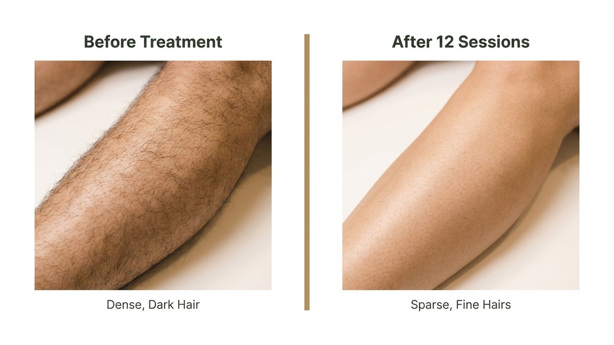 Comparison visual showing before treatment and after 12 sessions