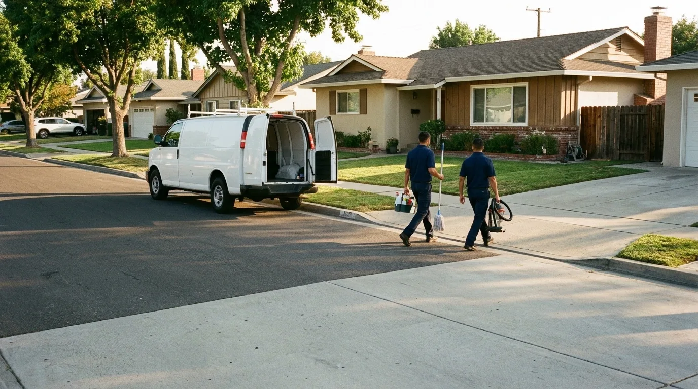 All Bright technician finishing a clean in a bright San Jose living room
