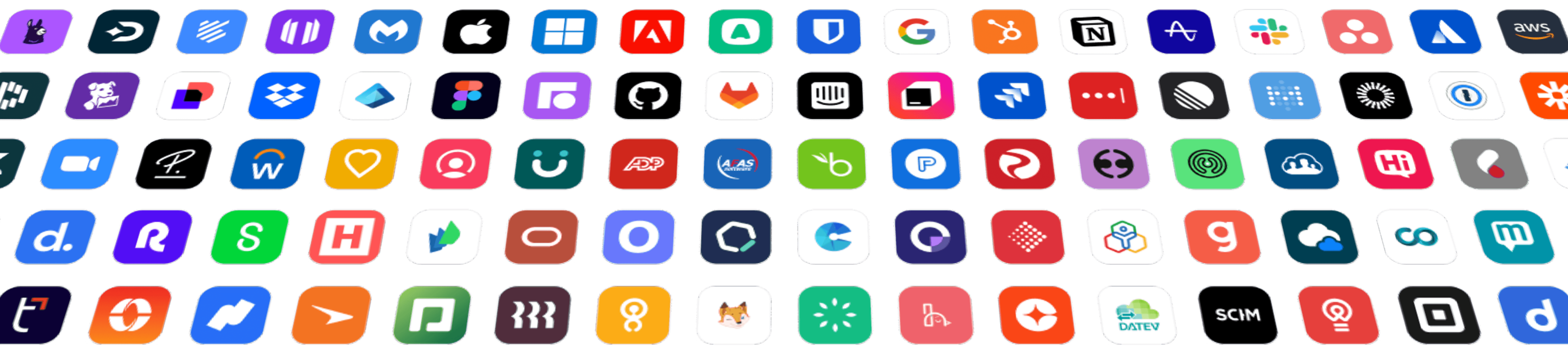 Grid of SaaS application logos managed in Primo
