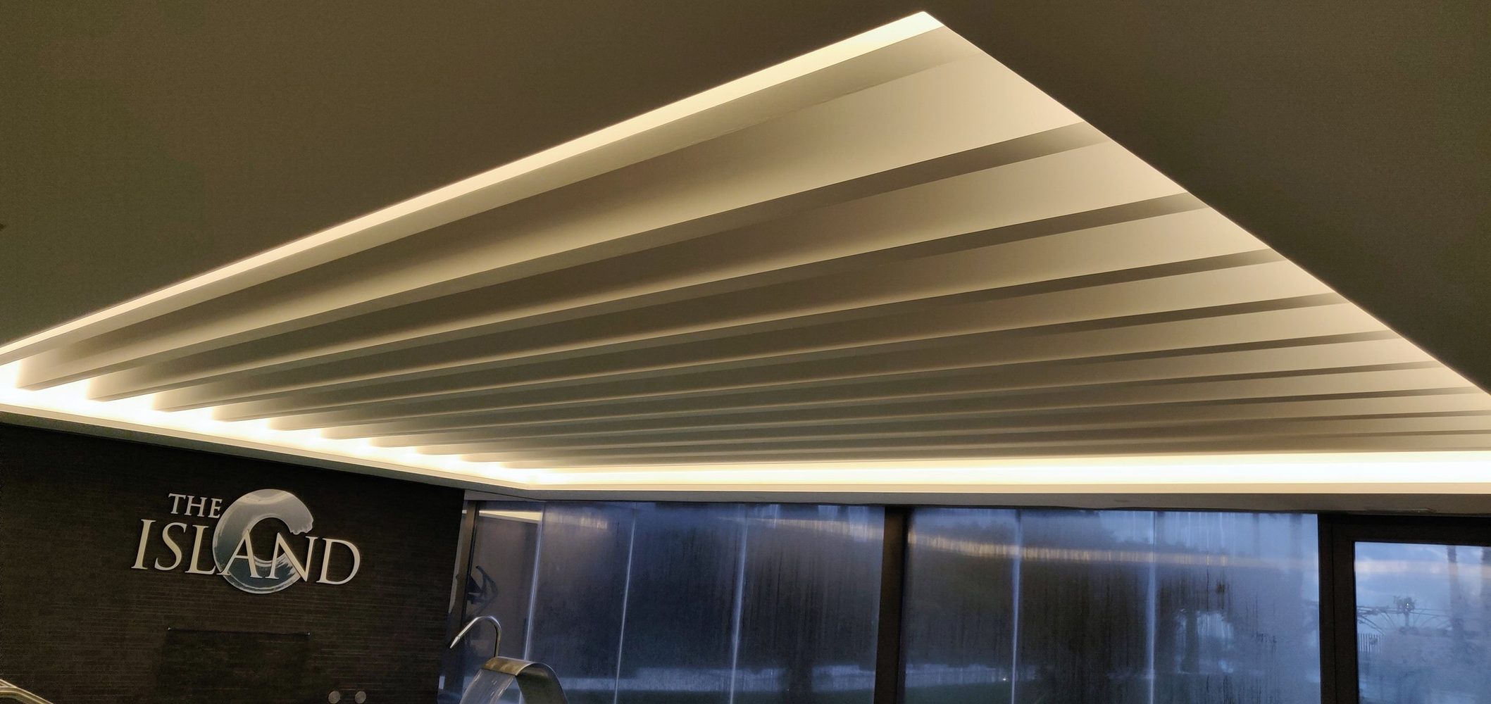Ceiling lighting above the indoor spa at The Island in Estepona