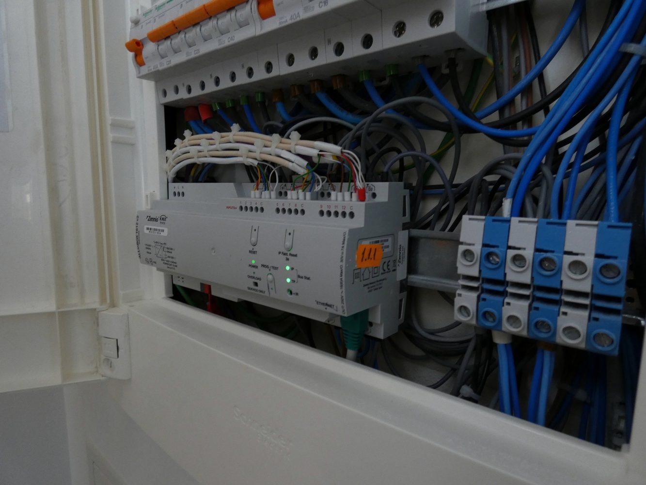 Wired home automation control cabinet in an Estepona townhouse