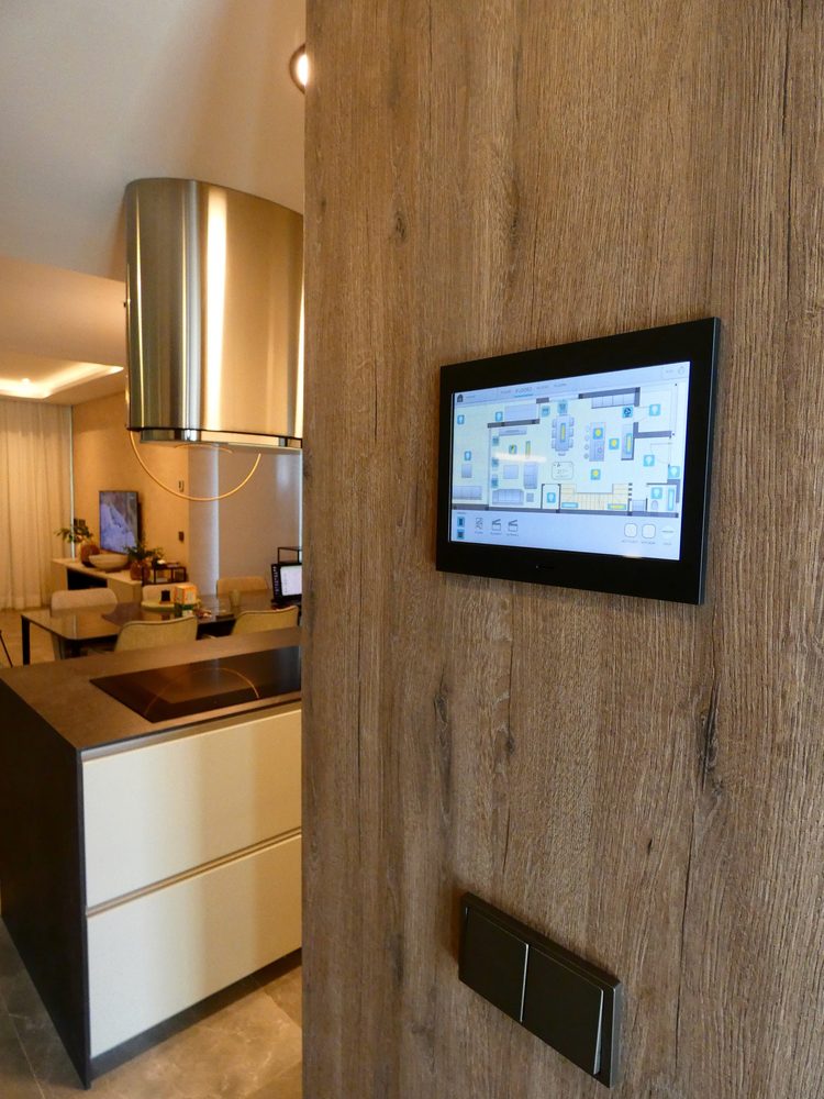 Smart-home touchscreen displaying the townhouse control layout