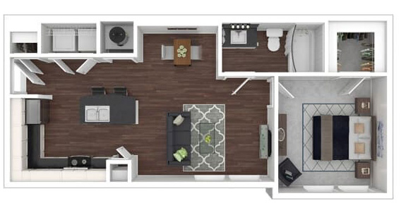 one bedroom floor plan 663 square feet