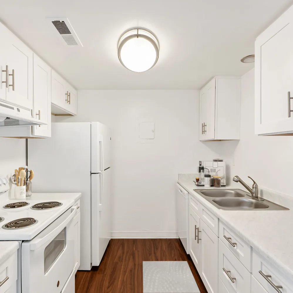 Kitchen with white cabinets