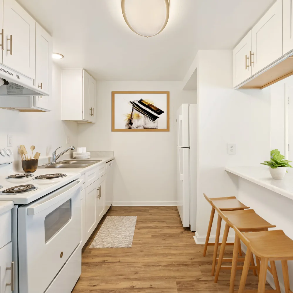 Kitchen with white cabinets
