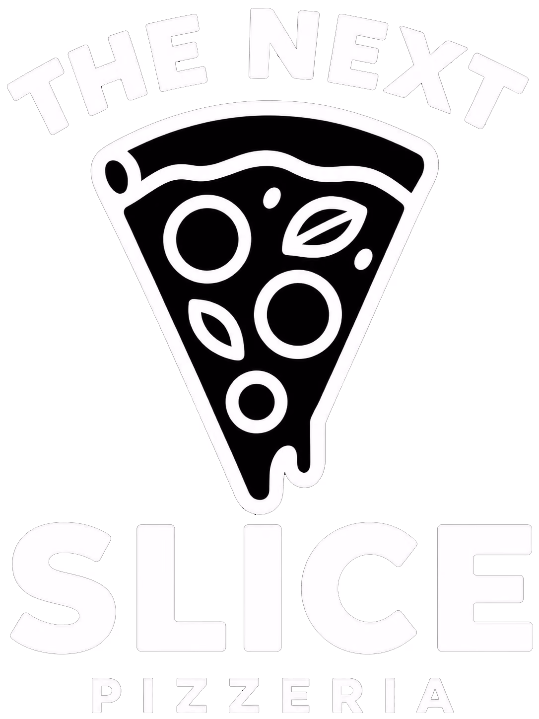 The Next Slice Pizzeria white logo