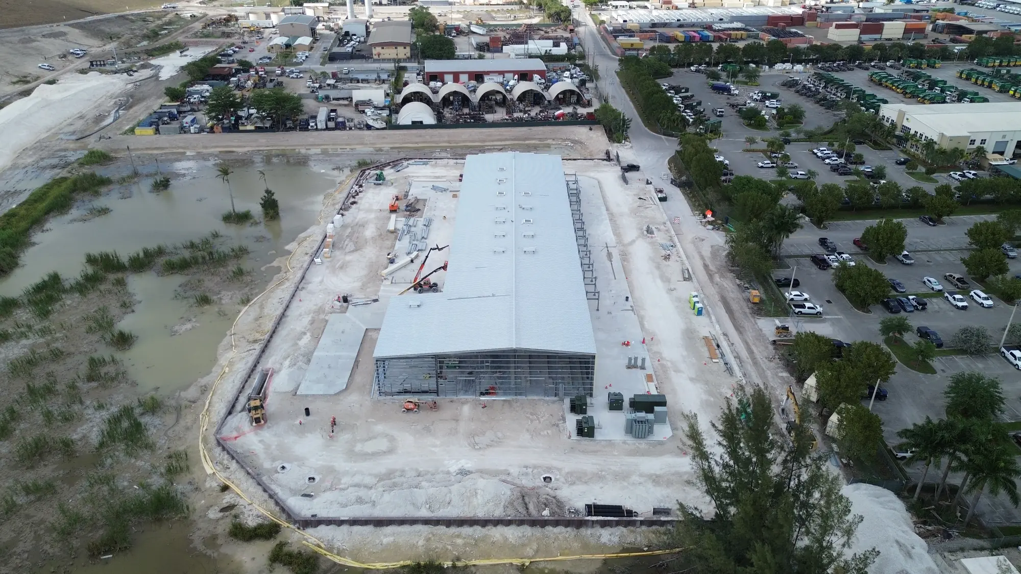 Aerial view of the Medley RNG facility under construction with equipment on site