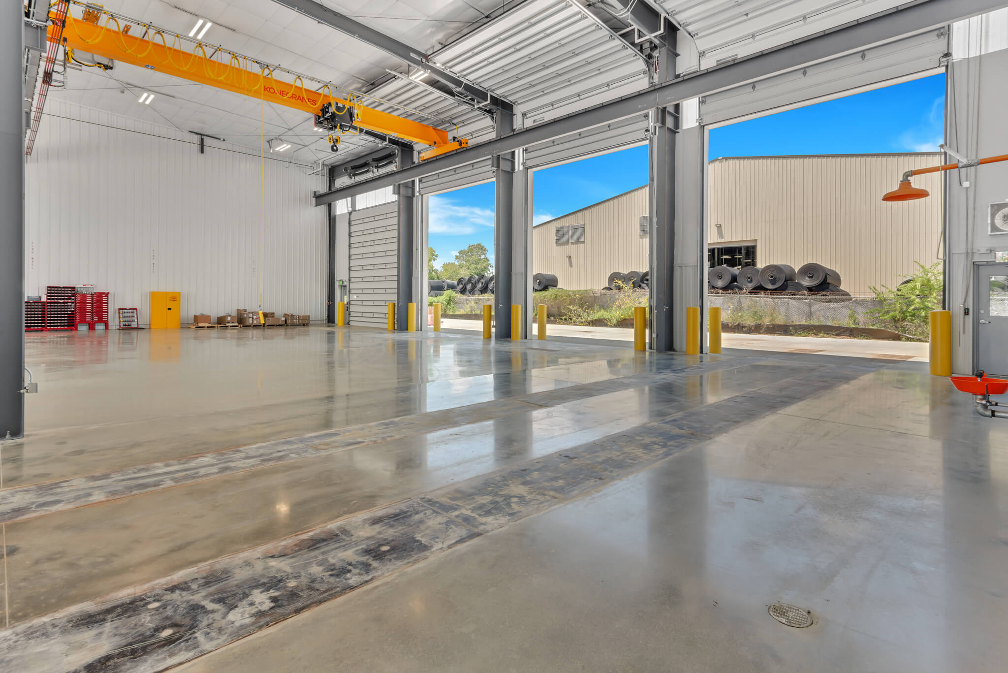 Service bays at a waste hauling and maintenance facility. 