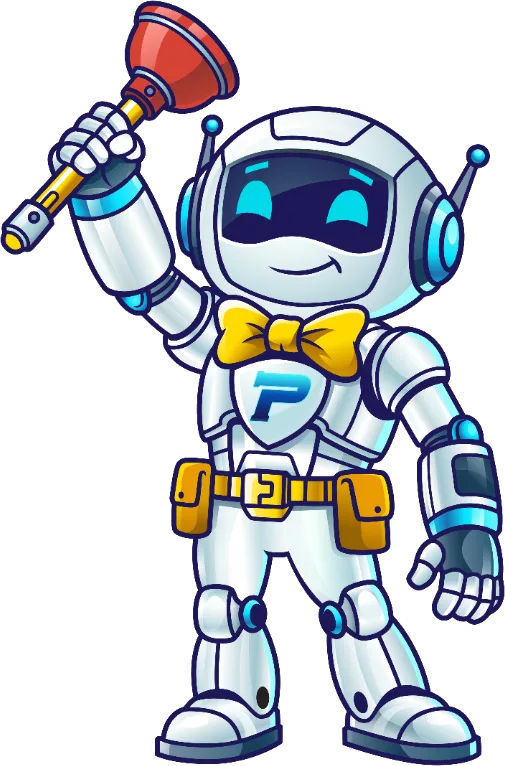 Reboot, the Premier Rooter and Plumbing robot mascot