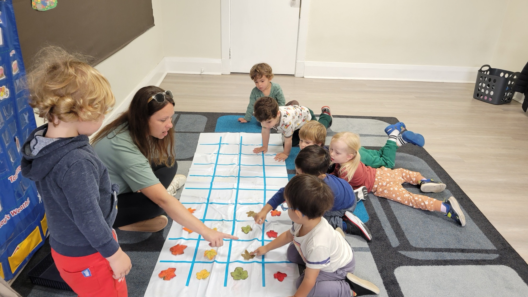 A leaf game at circle time