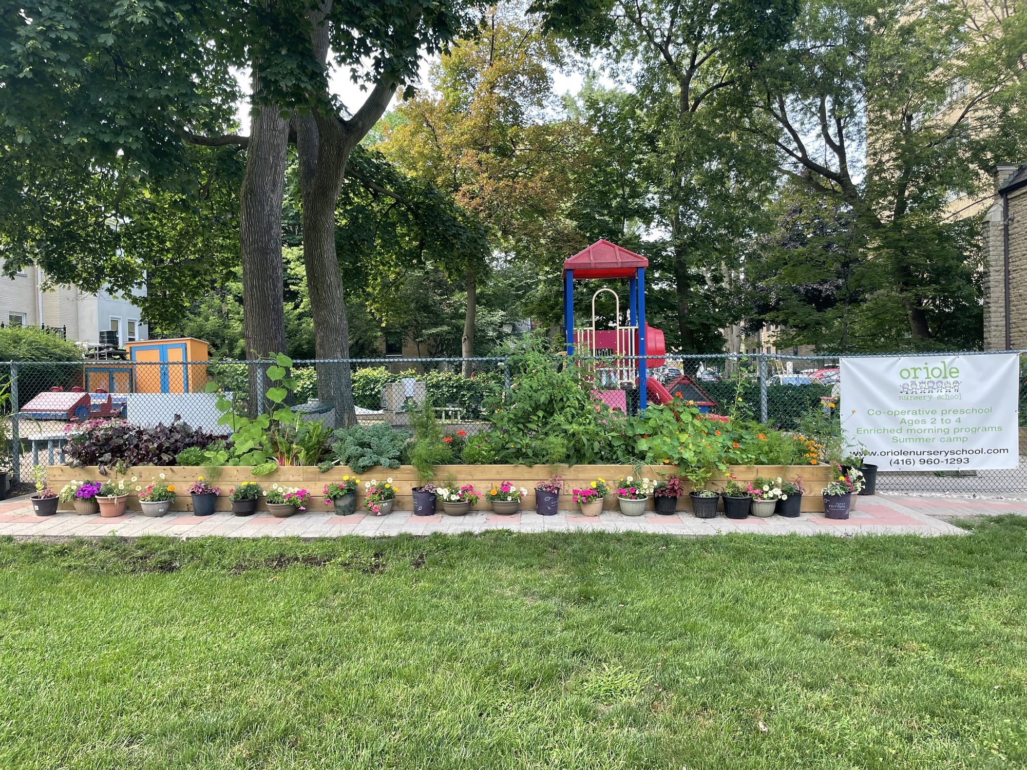 The private playground west of the church