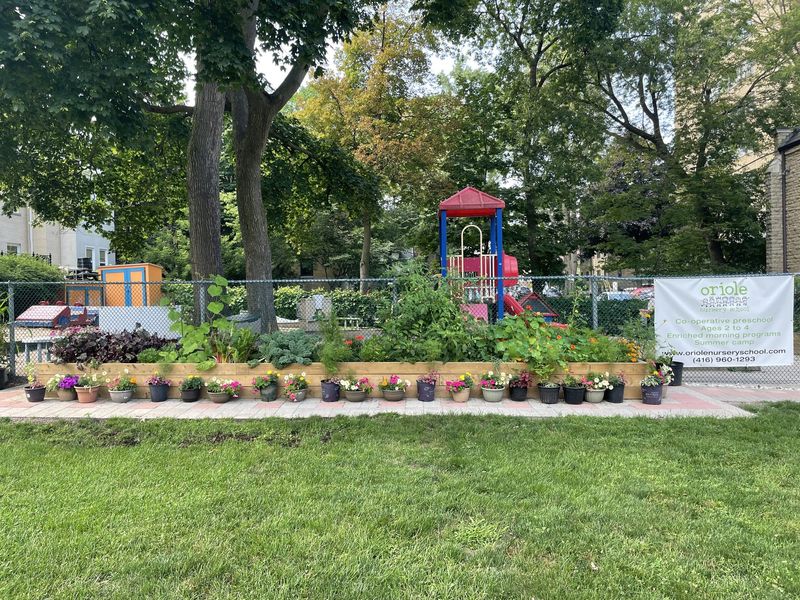 The private playground west of the church