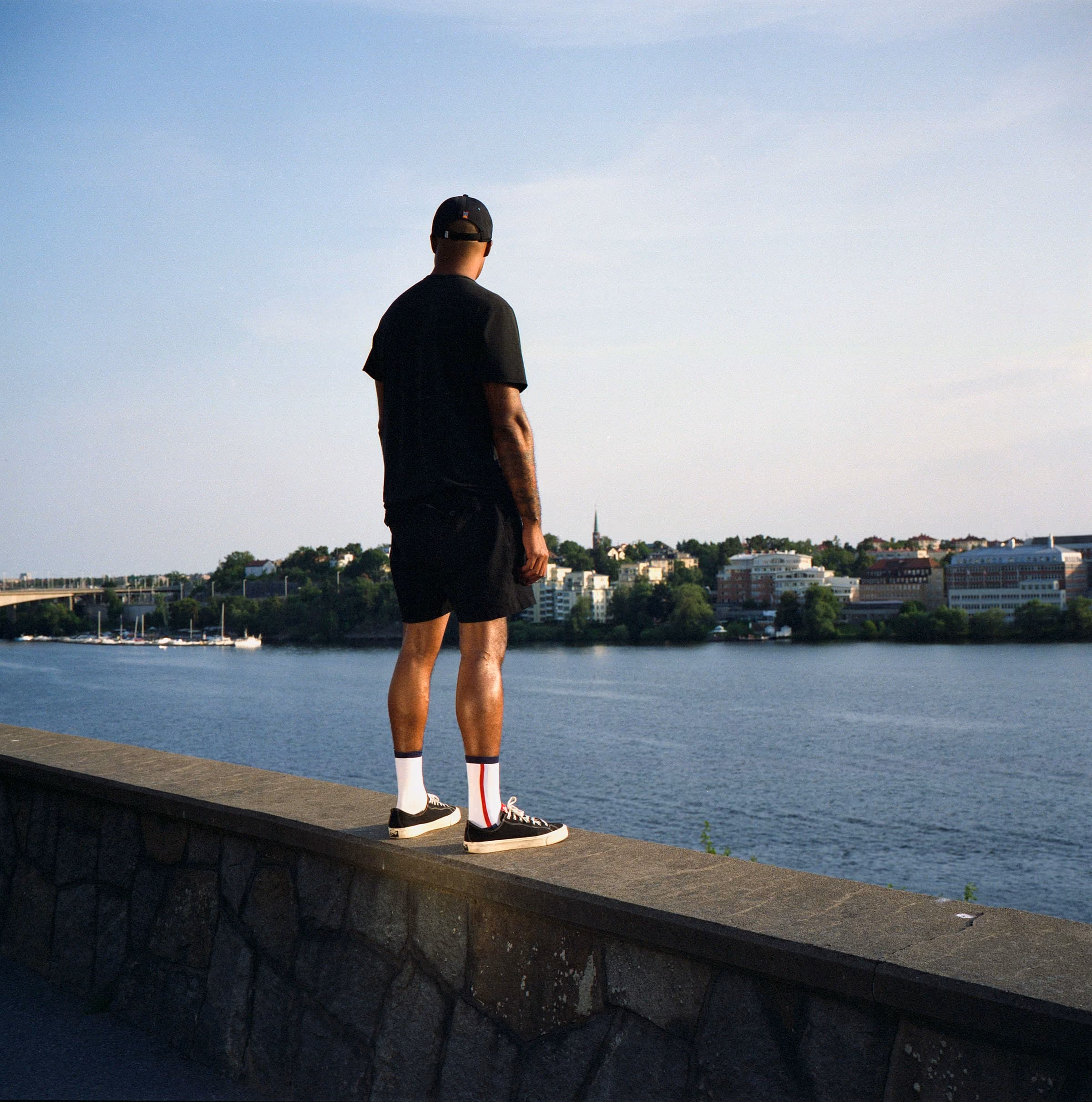 QEJA Socks lifestyle photo, shot on analog film.