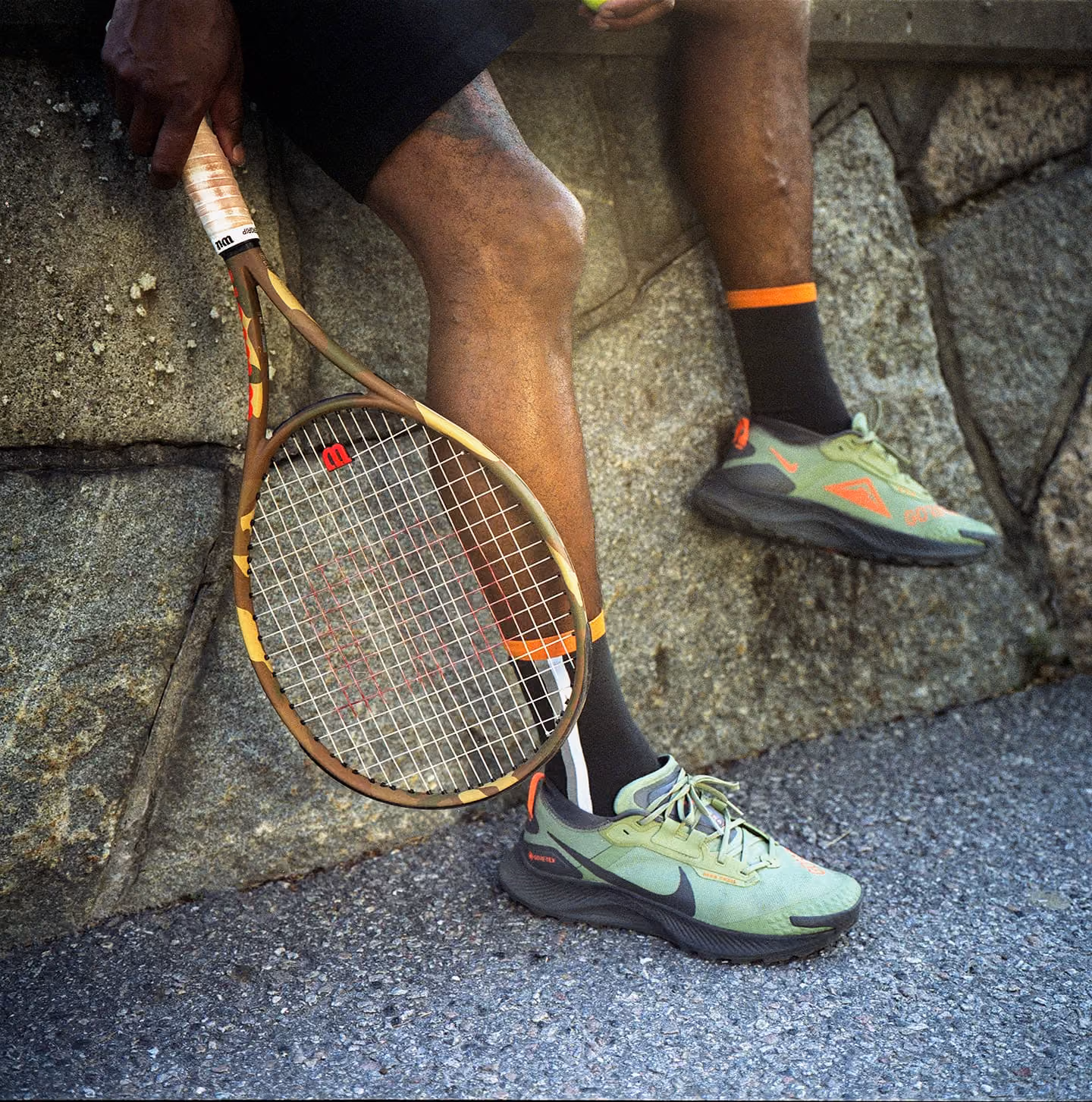 QEJA Socks lifestyle photo, shot on analog film.