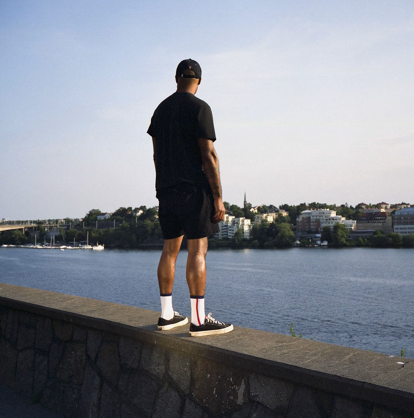 QEJA Socks lifestyle photo, shot on analog film.