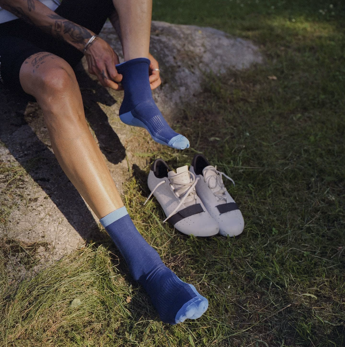 QEJA Socks lifestyle photo, shot on analog film.