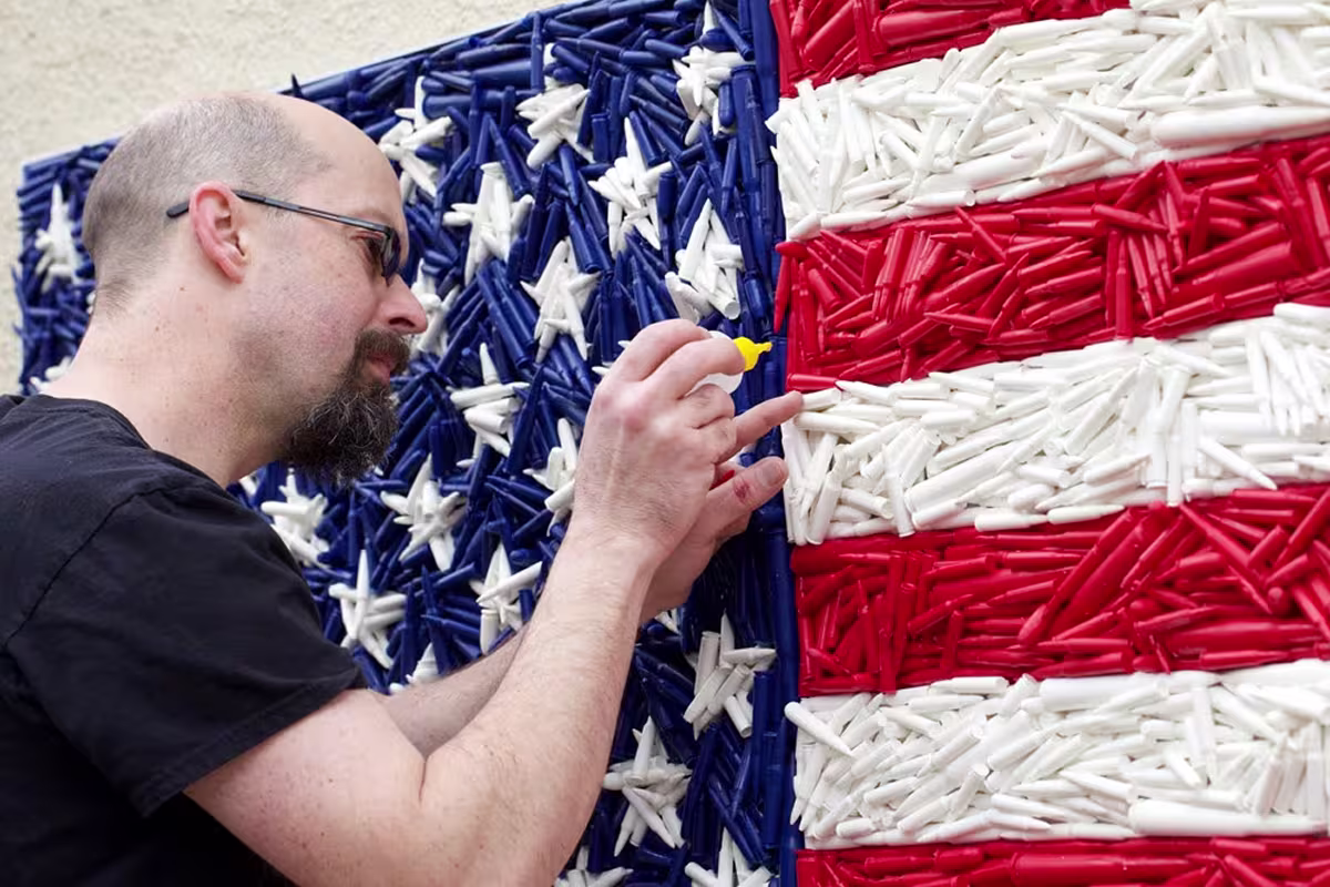 Kevin Champeny mosaic artwork, Loaded series, detail view