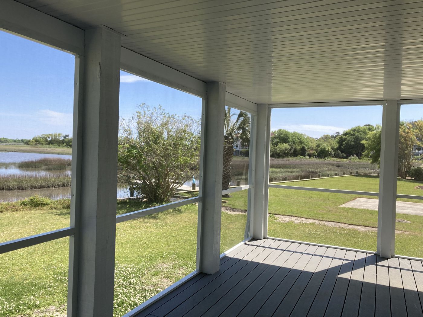 Covered porch overlooking the marsh — Daybreak Construction