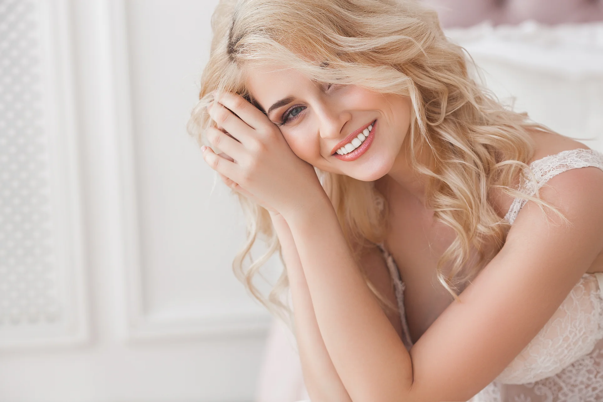 blonde woman smiling