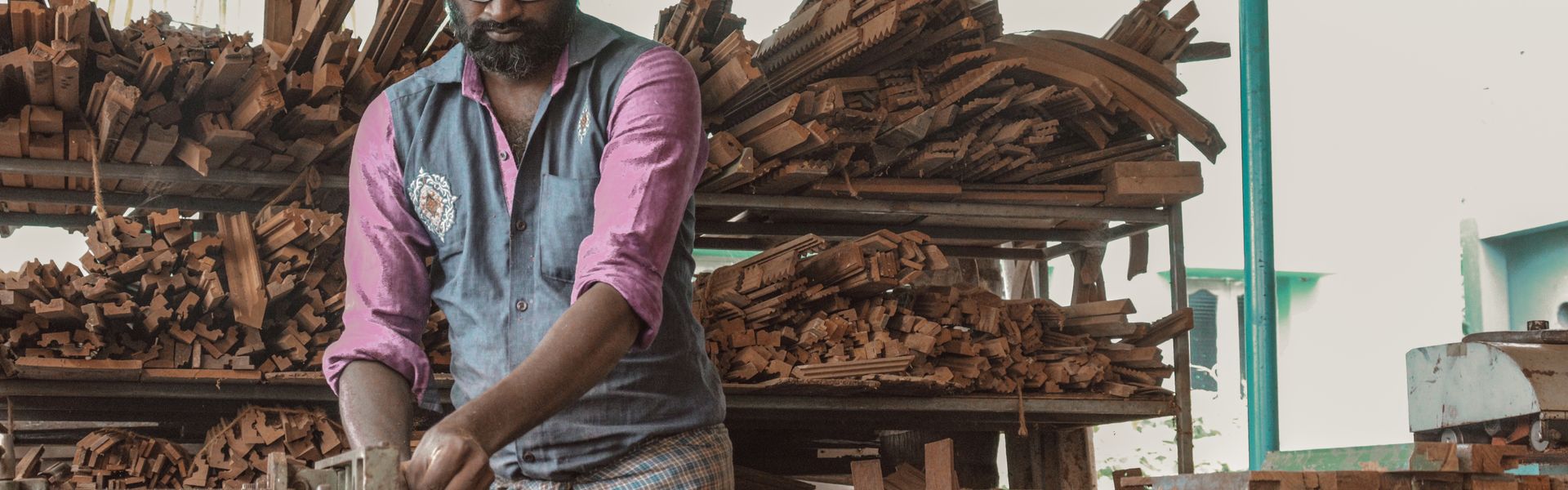 Craftsman working with lumber