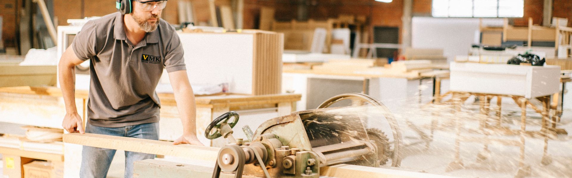 Busy workshop with tools and equipment