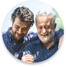 Two men embracing