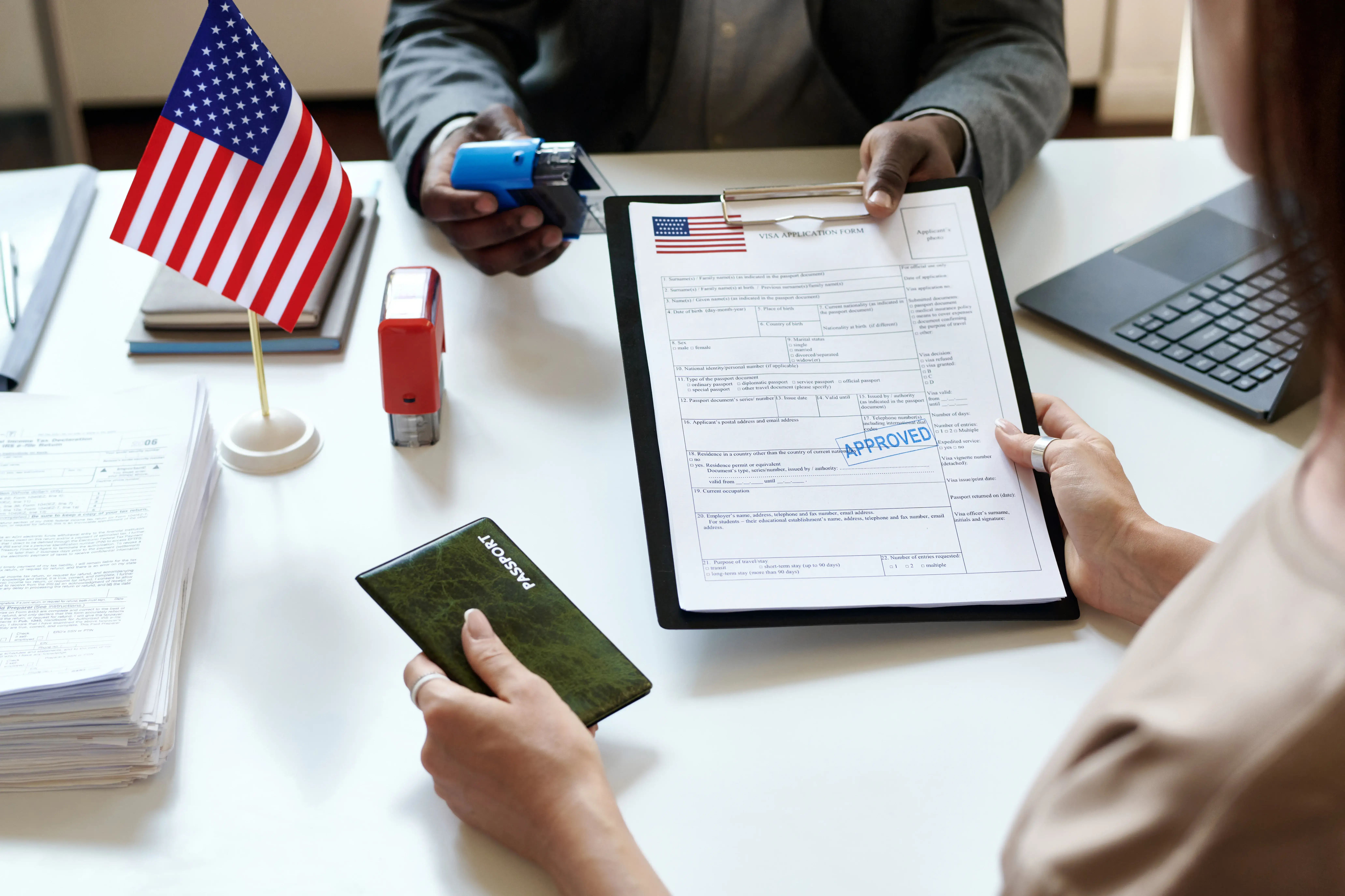The student visa application at the U.S. embassy