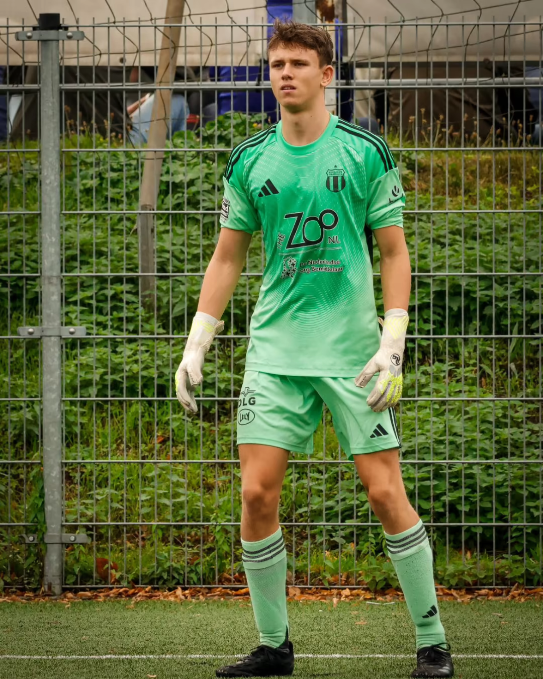 Thijn Dijkshoorn in goal during a soccer match