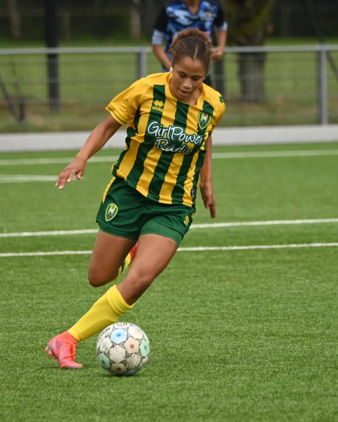 Ralycia Finies playing soccer