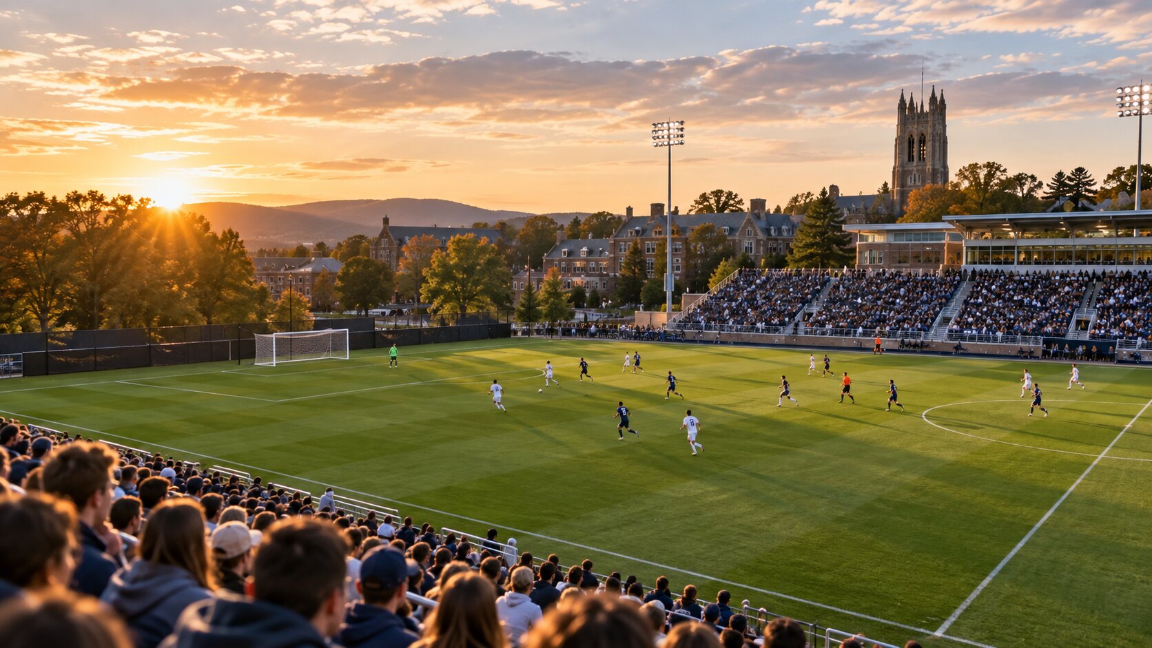 College soccer match at an American university
