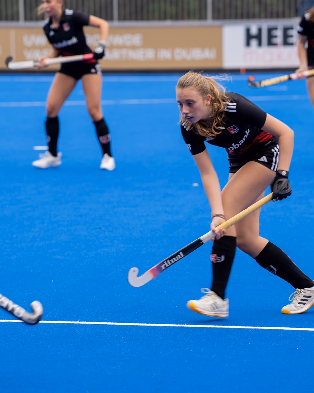 Robyne Boks in field hockey action for AHBC