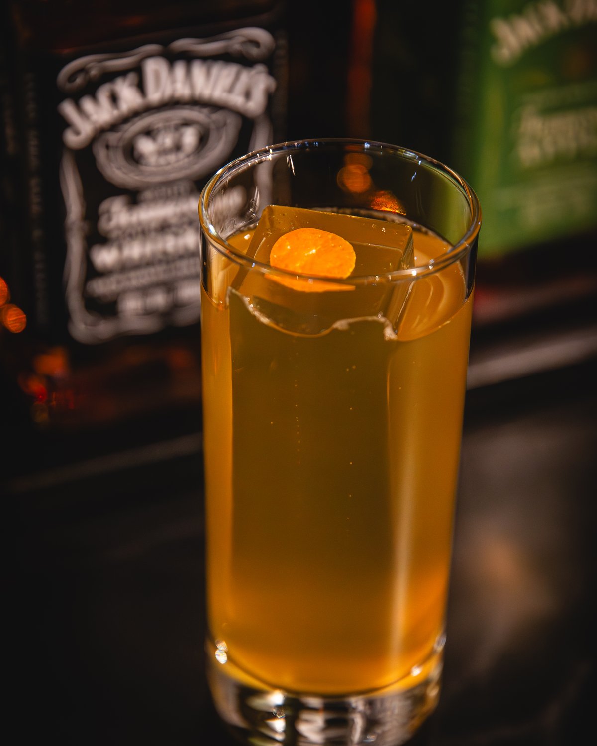Highball glass filled with ice