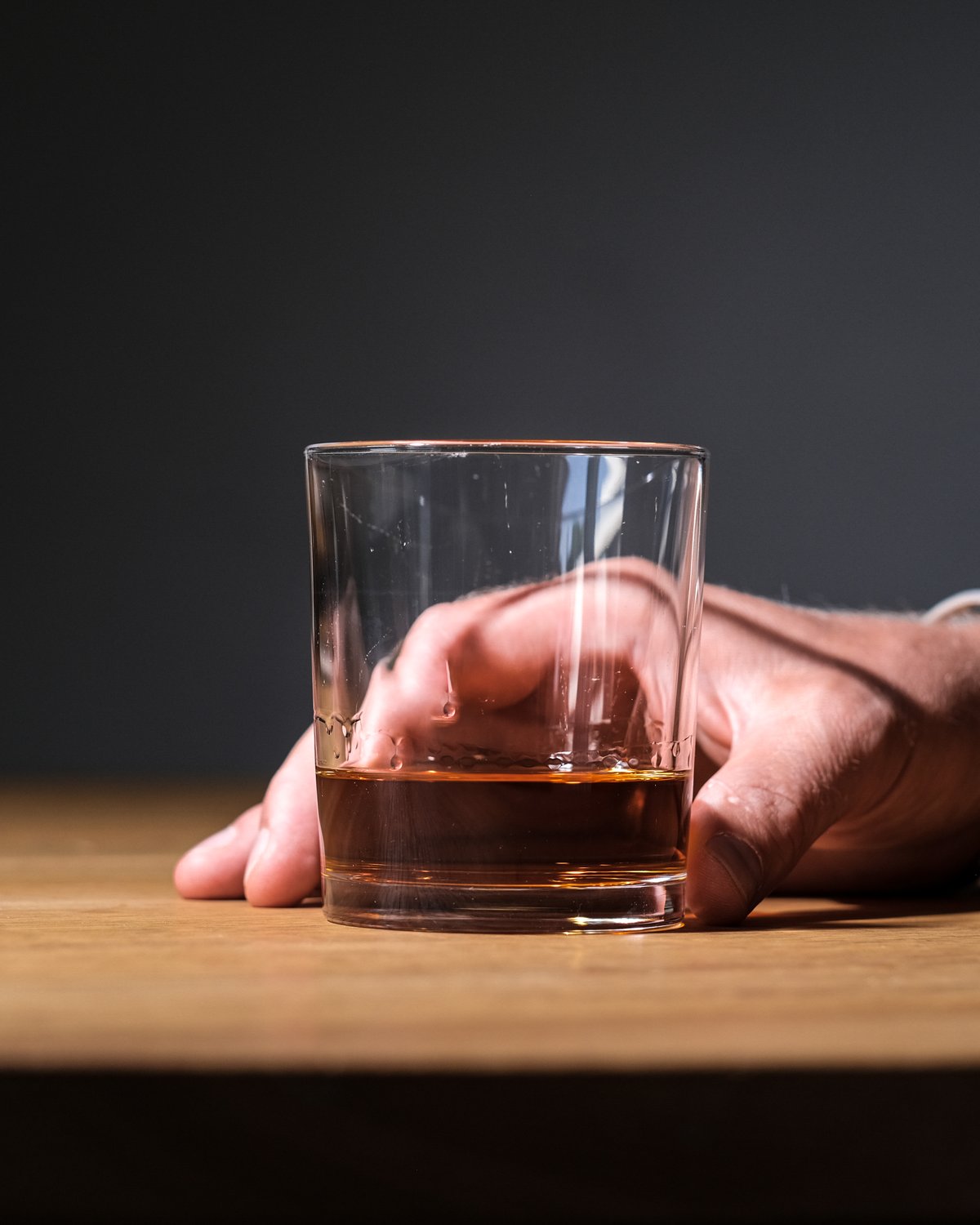 A glass of peated whisky
