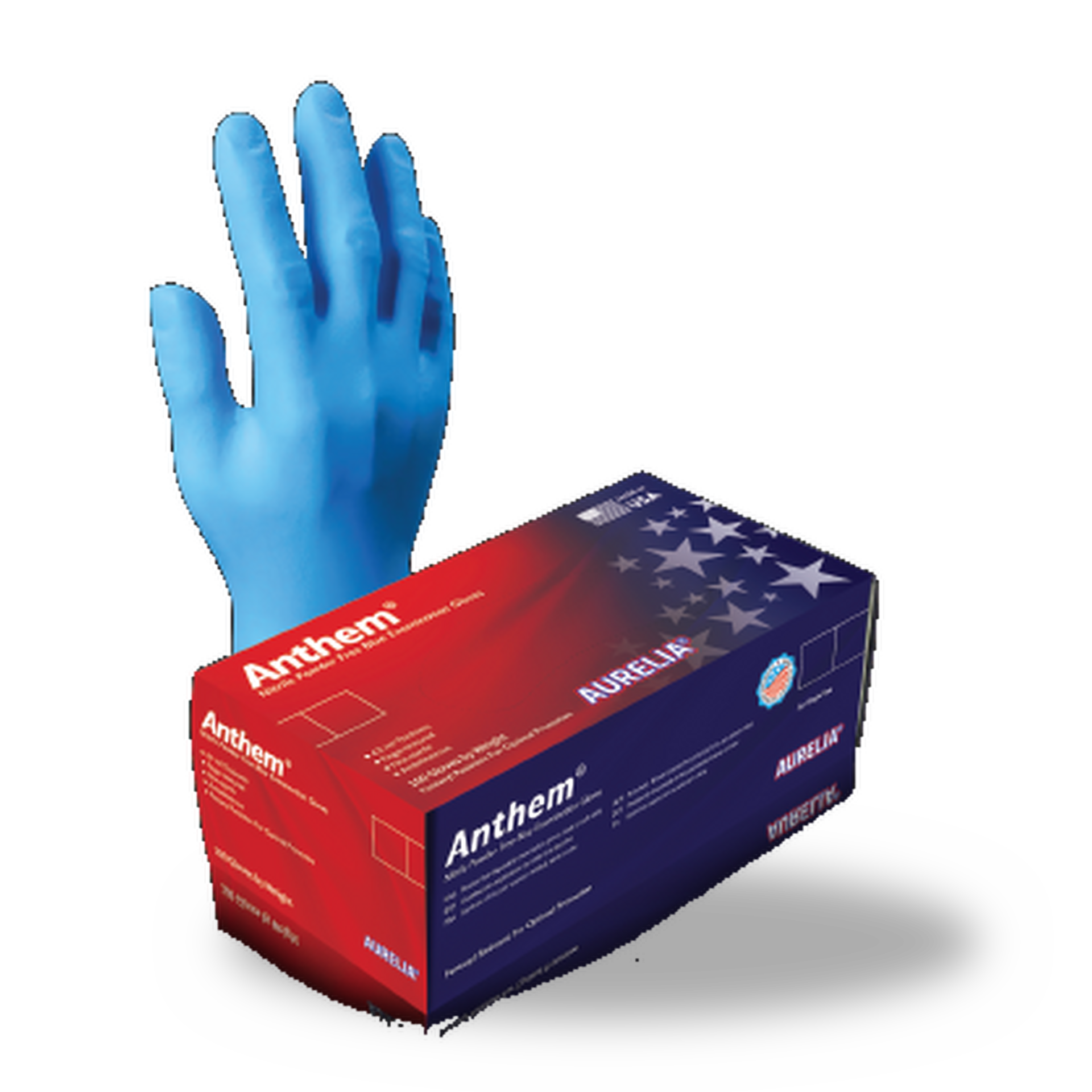 Aurelia Anthem powder-free nitrile glove and box