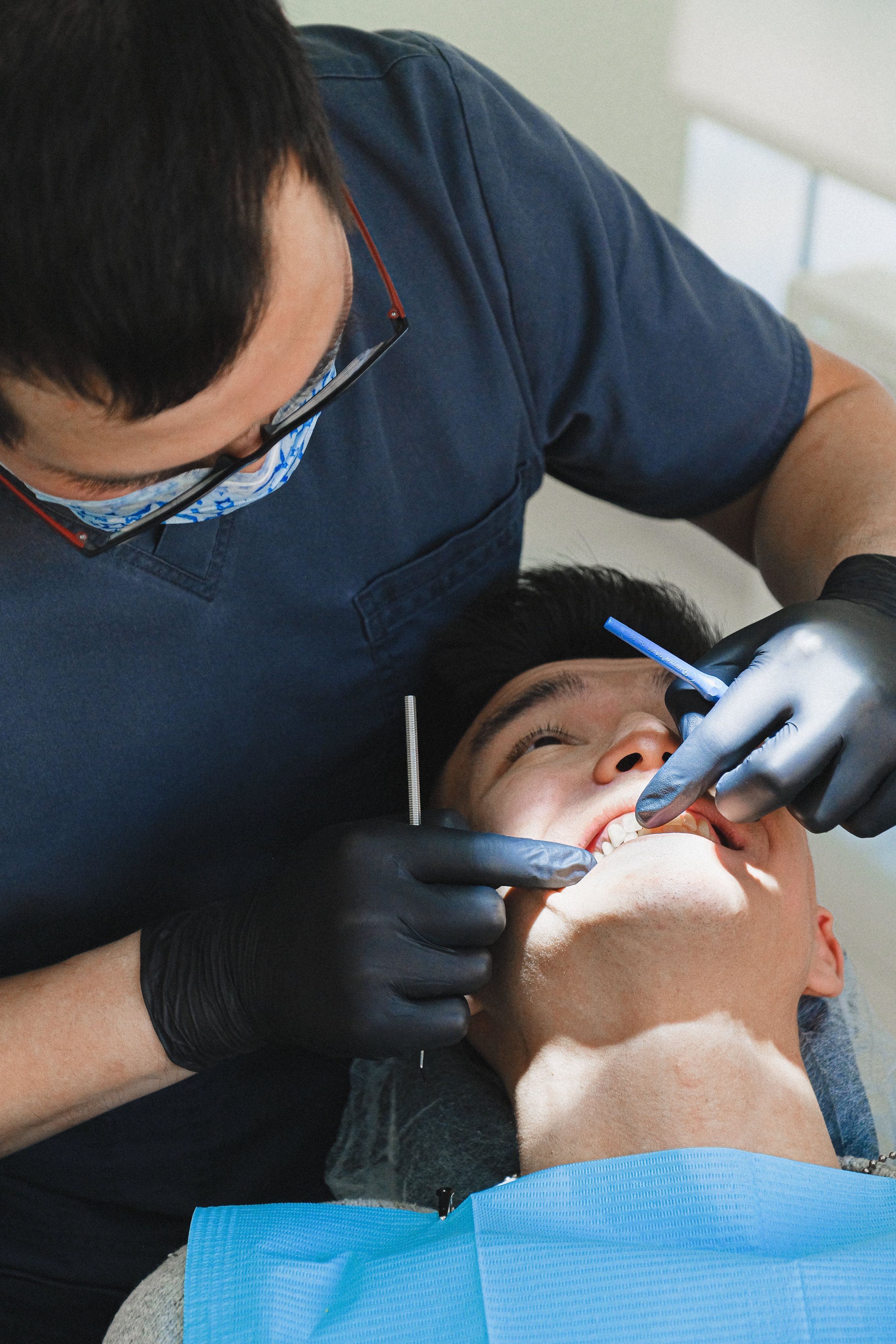 Dental care professional at work