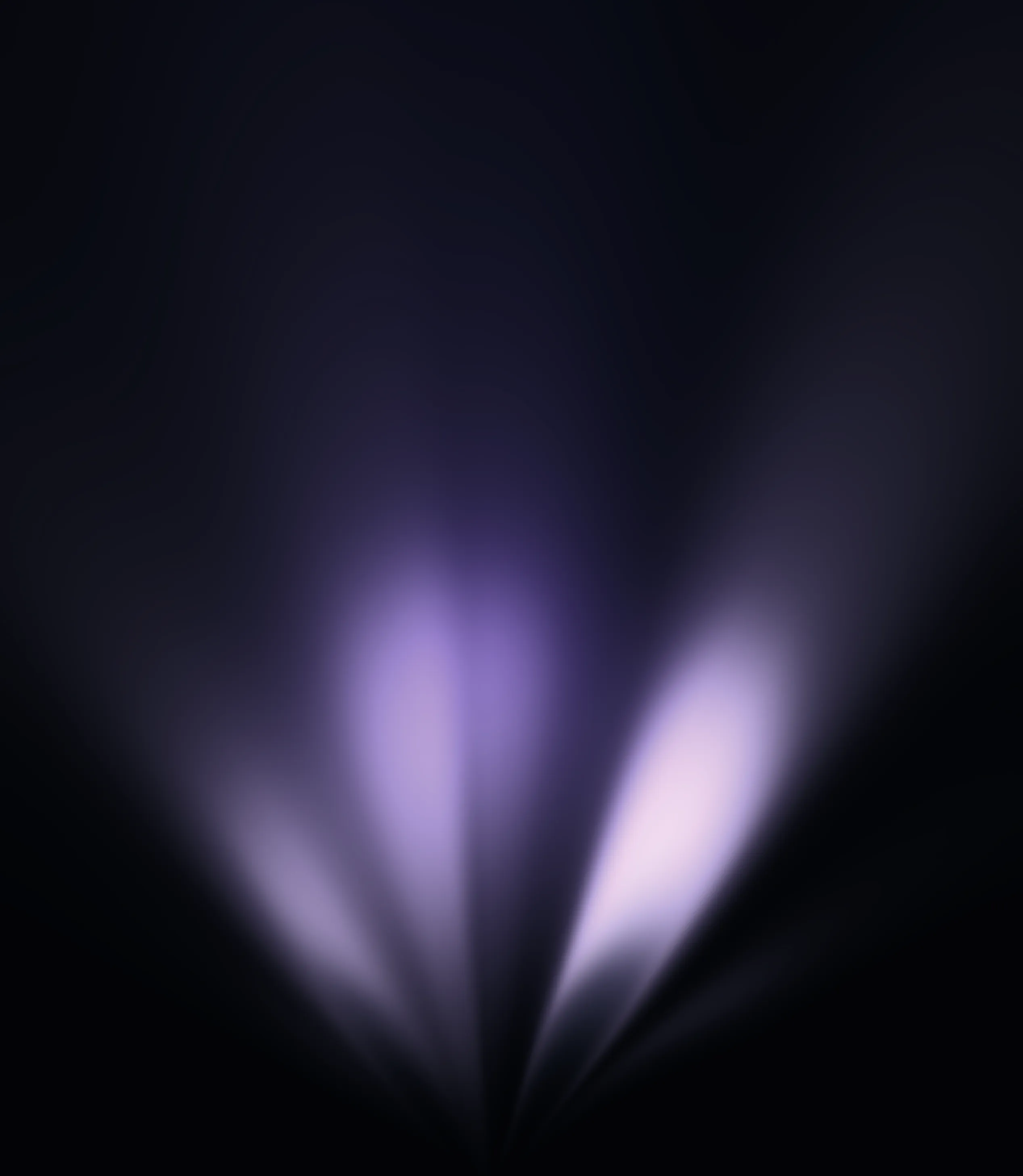 Abstract purple light rays spreading out on black background, creating a glowing effect.