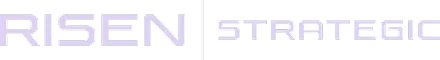 Text reading 'RISEN STRATEGIC' in bold block letters on a black background.
