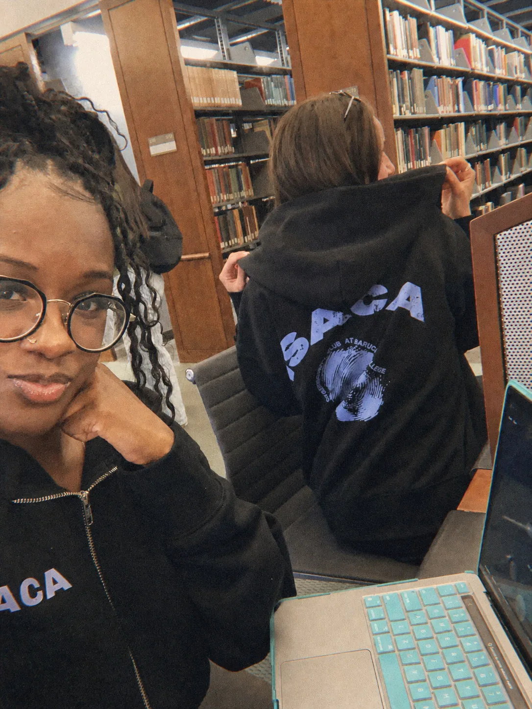 ISACA Fingerprint back. Black full-zip Oversized heavyweight hoodie.