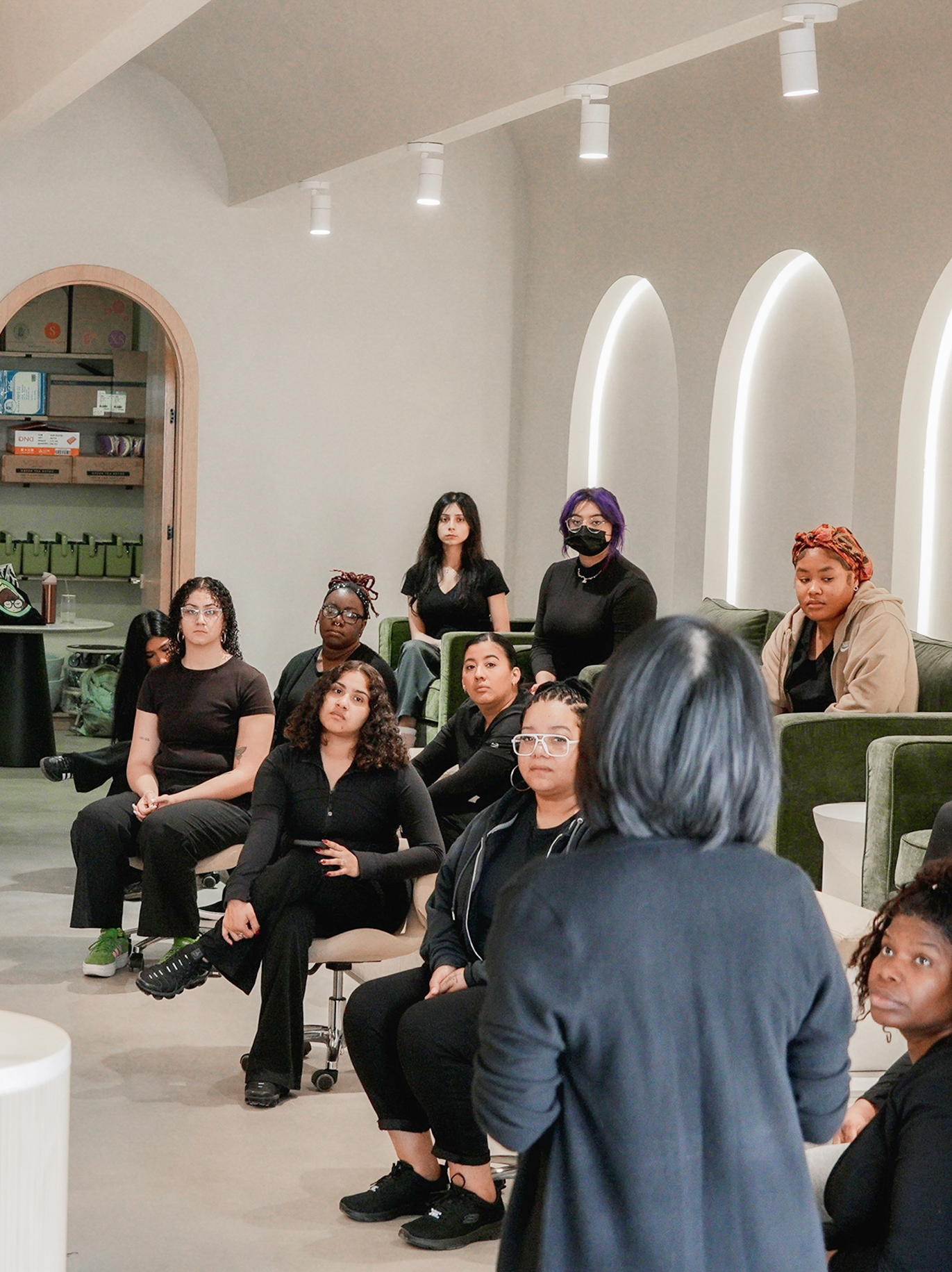 The Earth Nail Spa team gathered in the studio