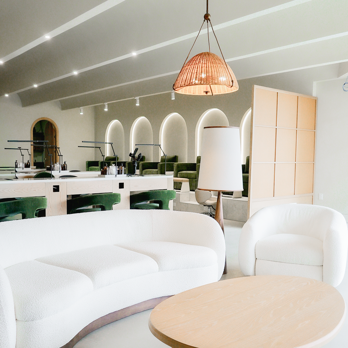 The lounge seating area at Earth Nail Spa