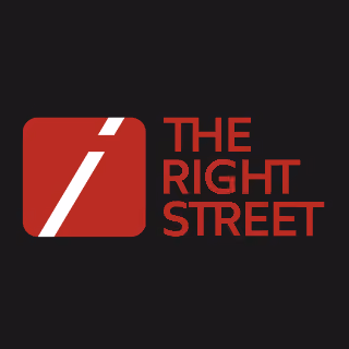The Right Street logo with stylized red and white icon on black background.
