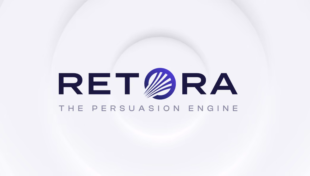 RETORA logo with a stylized circular emblem and text The Persuasion Engine beneath it.