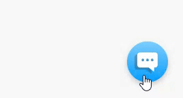 Animation of a cursor clicking the round blue AskDolphin chat button, which opens the chat window.