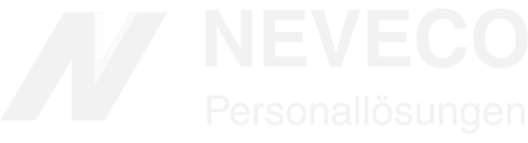 NEVECO-Logo mit großem stilisiertem "N" und Text "Personallösungen".