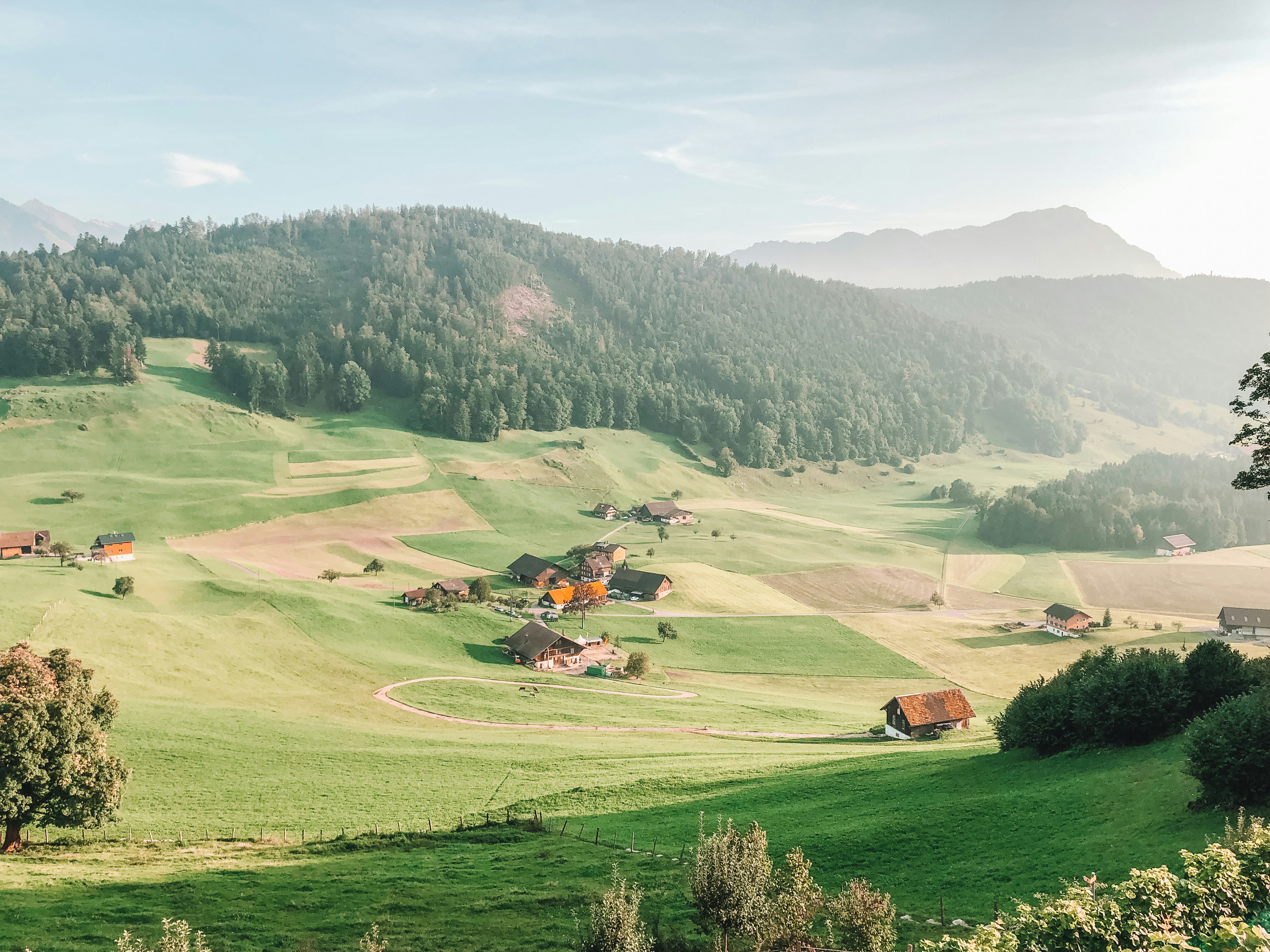 Rolling green hills near Wassen